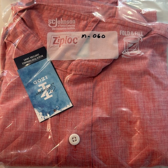 Izod Saltwater Beach Performance Surfside Short Sleeve Shirt Mens Light Pink NEW - Picture 12 of 12